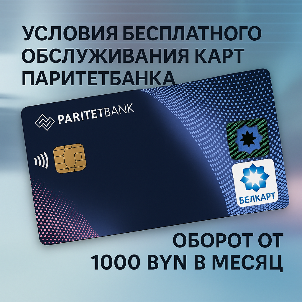 Условия бесплатного обслуживания карт Паритетбанка: оборот от 1000 BYN в месяц